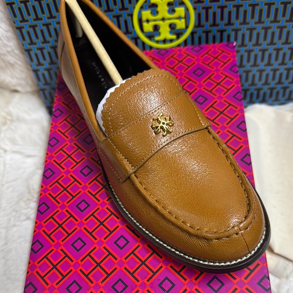 Tory Burch Tan Leather Slip-On Loafers
